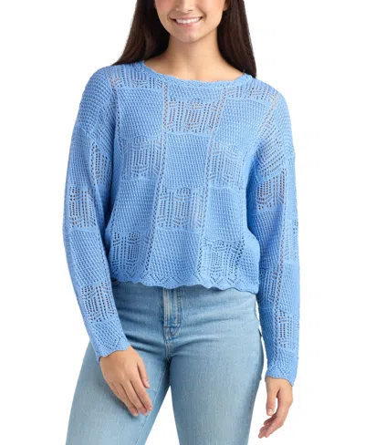 Bcx Juniors' Crewneck Pull-on Sweater In Blue