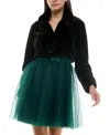 Bcx Juniors' Cropped Faux Fur Jacket In Black