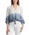BCX JUNIORS' DIP DYE GAUZY-TEXTURE BUTTON-DOWN BLOUSE