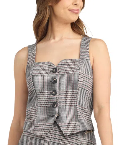 Bcx Juniors' Double-knit Plaid Square-neck Vest In Color 3
