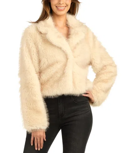 Bcx Juniors' Faux Fur Cropped Long-sleeve Jacket In Neutral