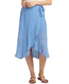 Bcx Juniors' Faux-wrap Ruffled High-low Tulip Skirt In Periwinkle