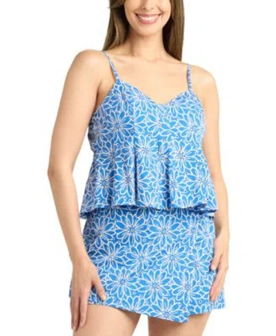 Bcx Juniors Floral Embroidered Peplum Top Faux Wrap Shorts In Pat G