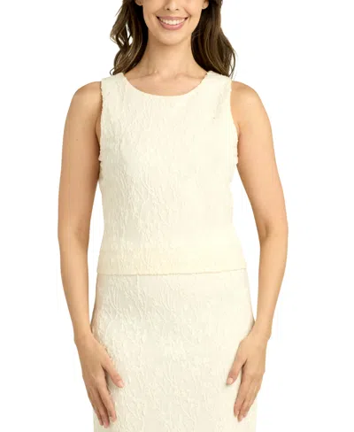Bcx Juniors' Floral Jacquard Knit Scoop-neck Tank Top In Off White