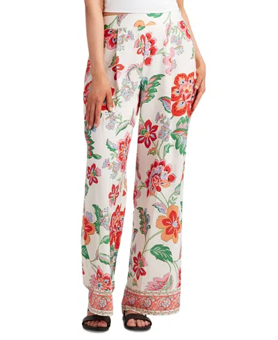 Bcx Juniors' Floral-print Wide-leg Pull-on Pants