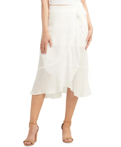 Bcx Juniors' Gauzy Side-tie Tulip-hem Skirt In White