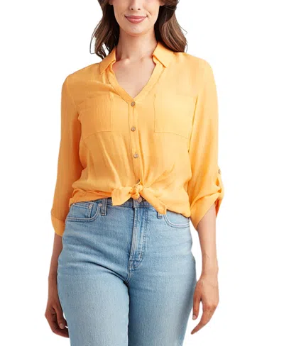 Bcx Juniors' Gauzy Textured Collared Shirt