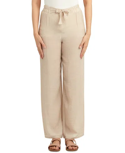 Bcx Juniors' High-rise Tie-front Gauze Pants In Sand