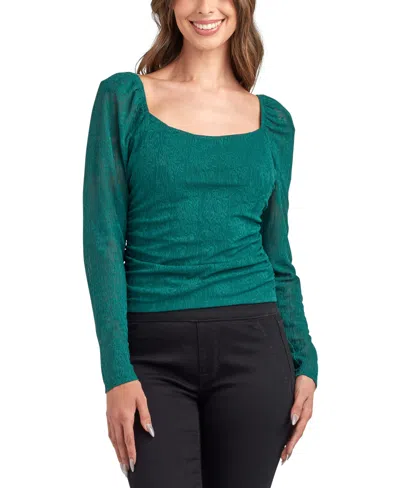 Bcx Juniors' Lace Puff Sleeve Top In Green