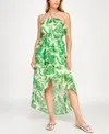 Bcx Juniors' Leaf-print Ruffled Chiffon Dress In Multi