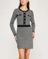 Bcx Juniors' Long Sleeve Crewneck Sweater Dress In Black