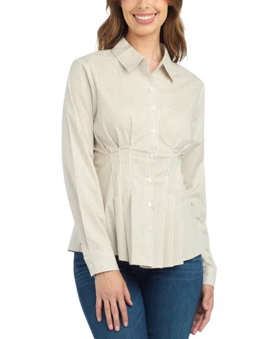 Bcx Juniors' Long-sleeve Striped Point-collar Blouse In Color 8