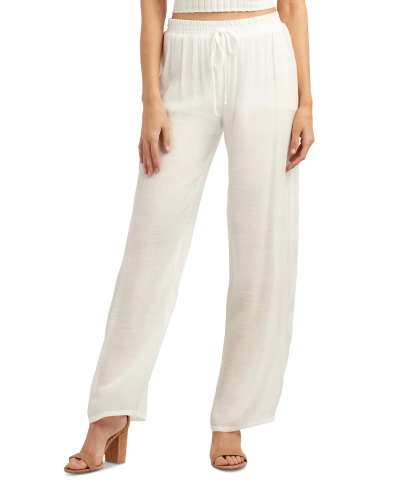 Bcx Juniors' Mid-rise Pull-on Wide-leg Pants In Off White