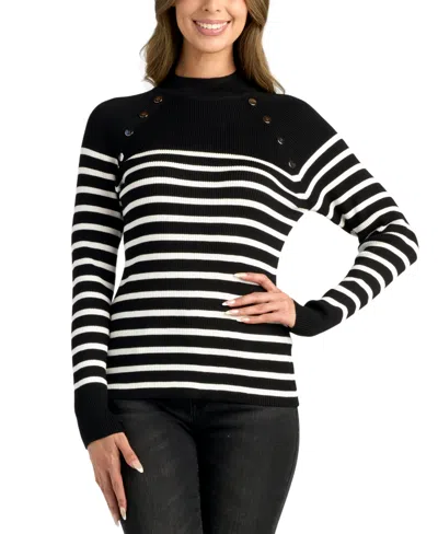 Bcx Juniors' Mock-neck Long-sleeve Rib-knit Sweater In Color 7