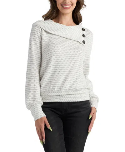 Bcx Juniors' Mohair Banded Long-sleeve Top In White