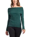 Bcx Juniors' Off-shoulder Long Sleeve Sweater In Green