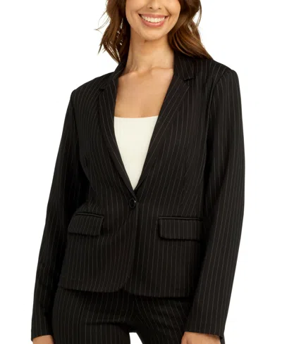 Bcx Juniors' Pinstripe Ponte Knit Button-front Blazer In Color 7