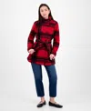 Bcx Juniors' Plaid Micro-fleece Belted Jacket In Multi