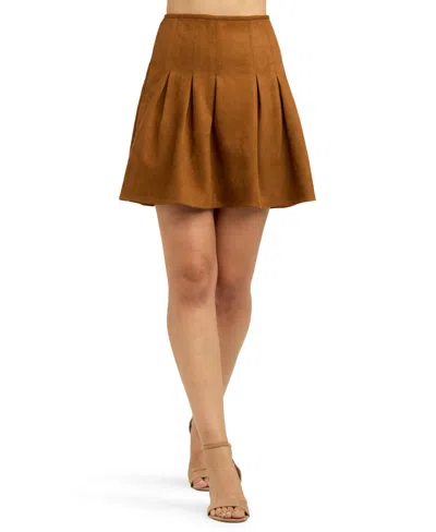 Bcx Juniors' Pleated A-line Mini Skirt In Brown