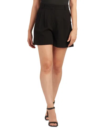 Bcx Juniors' Pleated-waist High-rise Shorts In Black