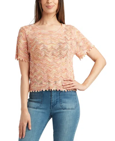Bcx Juniors' Pointelle-knit Short-sleeve Top In Pink