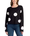 Bcx Juniors' Polka-dot Cropped Sweater In Black