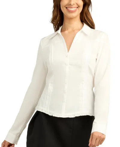 Bcx Juniors' Poplin Collared Button-up Shirt In White