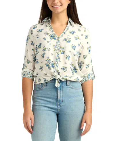 Bcx Juniors' Printed Collared Shirt In Neutral