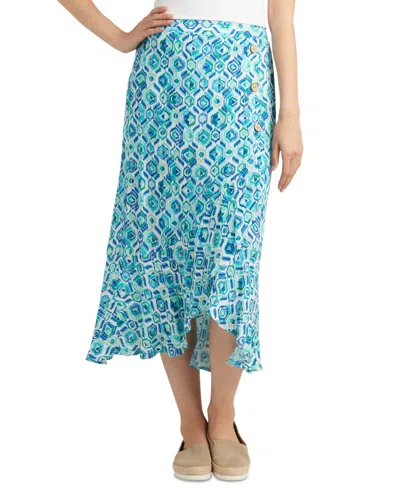 Bcx Juniors' Printed Pull-on Midi Skirt In Blue