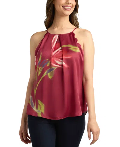 Bcx Juniors' Printed Satin Scallop-edge Halter Top In Multi