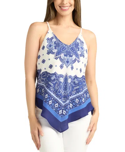 Bcx Juniors' Printed V-neck Scarf Camisole In Blue Pat G