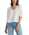 Bcx Juniors' Resort Solid Crinkle V-neck Top In White
