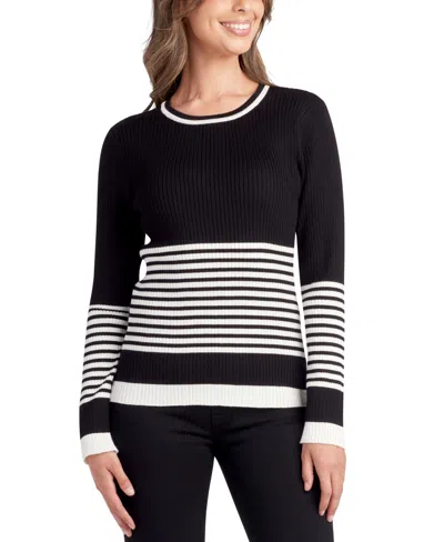 Bcx Juniors' Ribbed Striped Sweater In Black