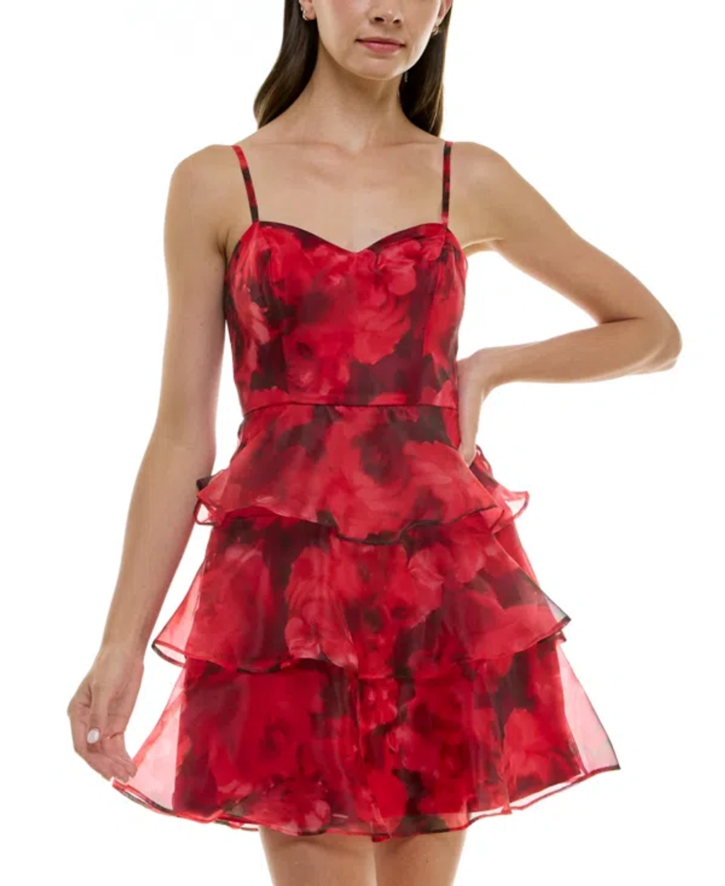 bcx red dress BCX Red Halter Scalloped Sheath Dress