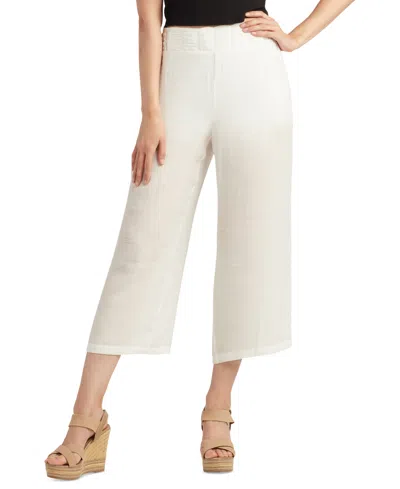 Bcx Juniors' Ruched-front Wide-leg Pull-on Cropped Pants In Off White