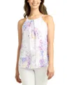 Bcx Juniors' Scalloped Floral Eyelet Halter Top In Pat F