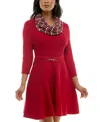 Bcx Juniors Womens Knit Plaid Sweaterdress In Red