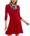 Bcx Juniors Womens Knit Plaid Sweaterdress In Red,black