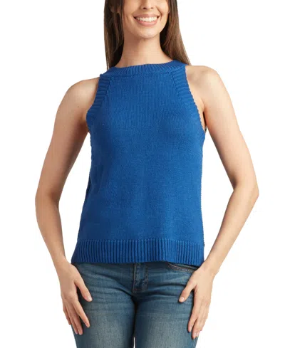 Bcx Juniors' Sleeveless Halter Sweater Top In Cobalt