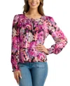 Bcx Juniors' Smocked-shoulder Split-neck Top In Pat F