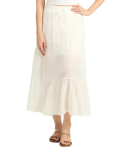 Bcx Juniors' Smocked-waist Tiered Maxi Skirt In Off White