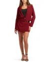 Bcx Juniors Soft Stretch Twill Long Sleeve Jacket Button Skort In Burgundy