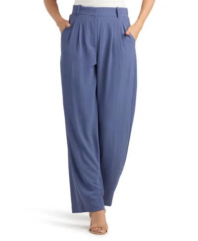 Bcx Juniors' Solid Airflow Pleated Wide-leg Pants In Blue