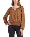 Bcx Juniors' Solid Burnout Long Sleeve Top In Brown
