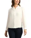 Bcx Juniors' Solid Lace-collar Button-front Blouse In White