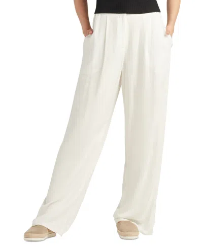 Bcx Juniors' Solid Paper-bag-fit Long Mid-rise Pants In Off White