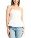 Bcx Juniors' Solid Poplin Bubble-peplum Square-neck Top In White