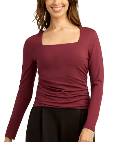 Bcx Juniors' Square Neck Jersey Blouse In Red
