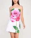 Bcx Juniors' Strapless Rose Placement Bodycon Dress In Pink