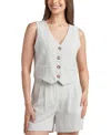 Bcx Juniors' Stripe Sleeveless V-neck Vest In Grey